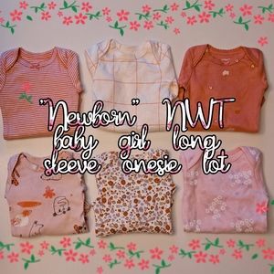 "Newborn" NWT baby girl long sleeve onesie lot 👶💝